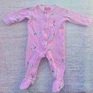 Joules Pink Dalmatian Footie - Size 3-6 Months